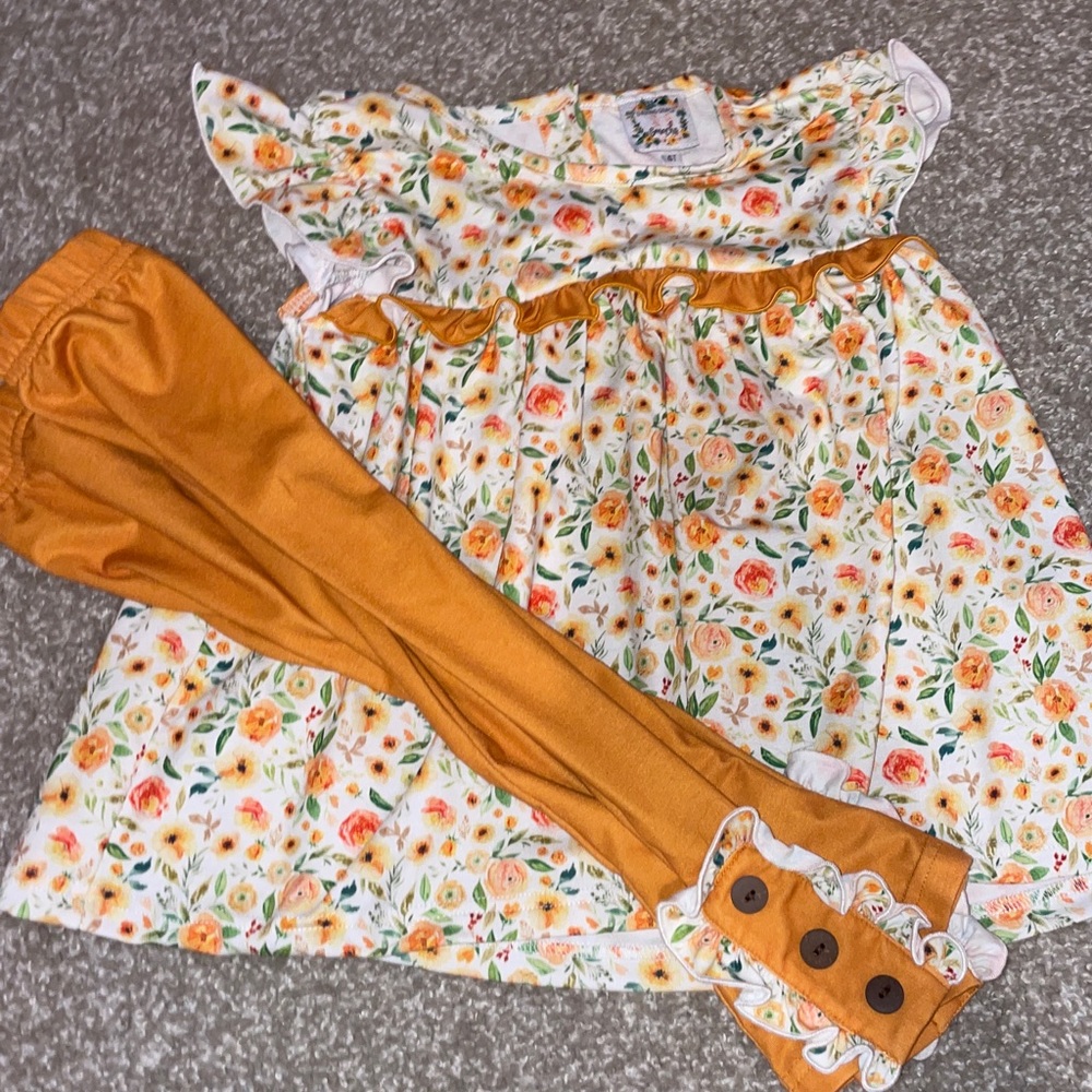 Orange floral shirt/pant set